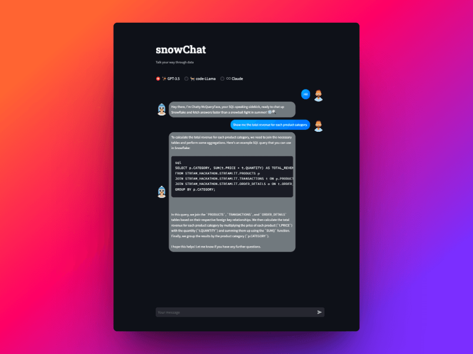 Snowflake Streamlit Hackathon Preview